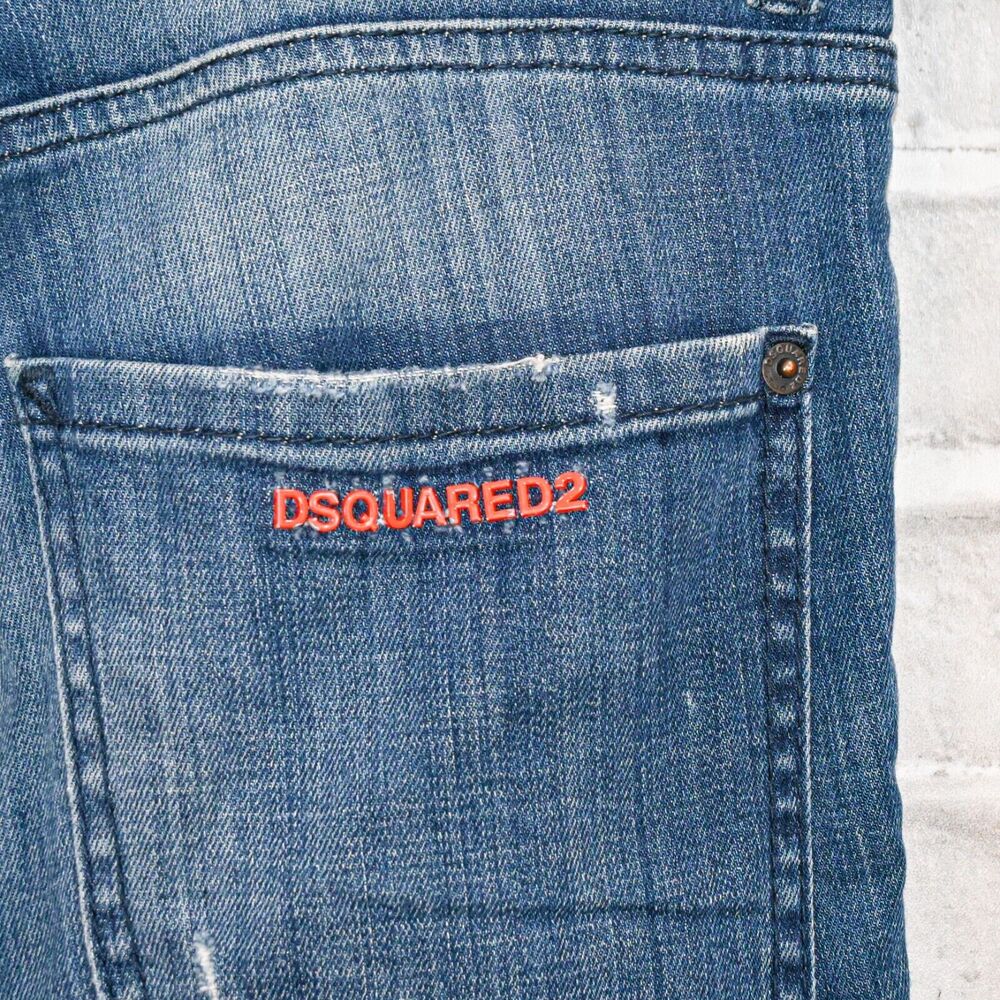 Men's Blue Distressed Straight-Leg Jeans - Picture 6 of 10
